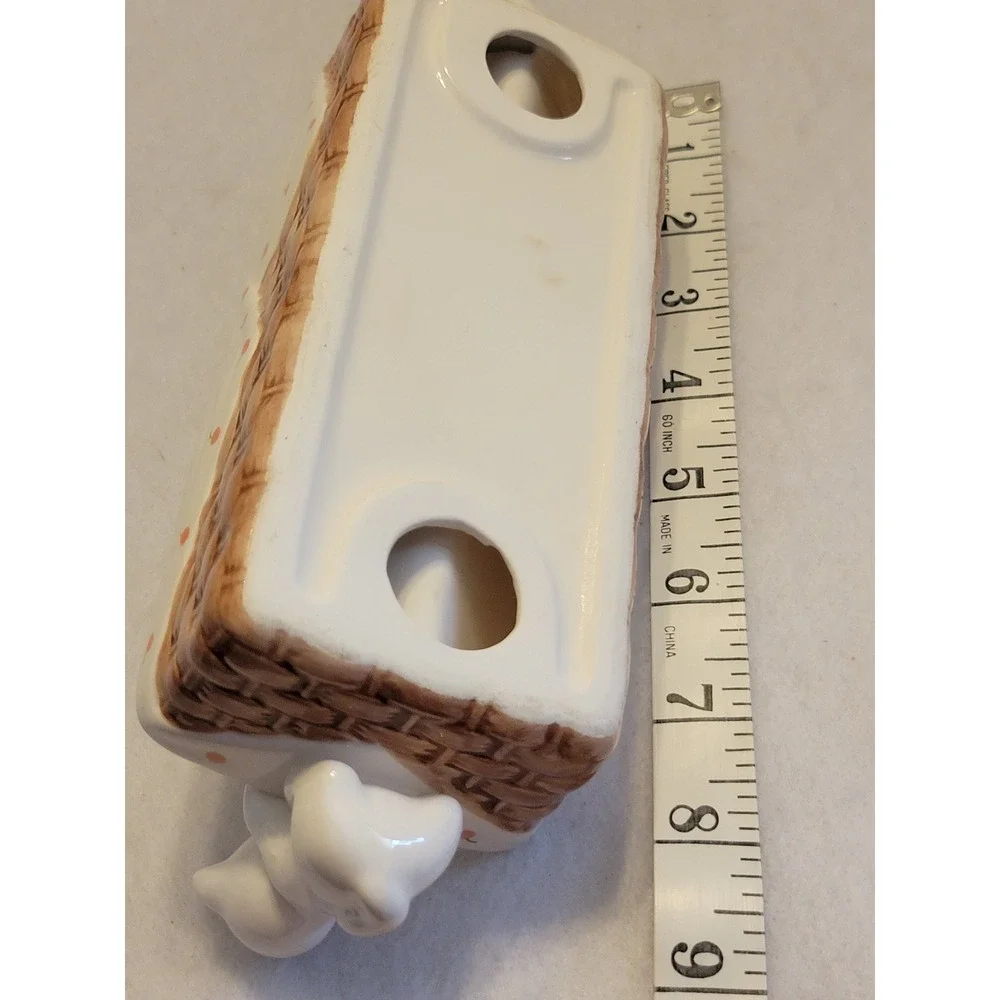 Vtg Avon Kitten Cracker Server Ceramic Basket Dish Farmhouse Decor White Brown